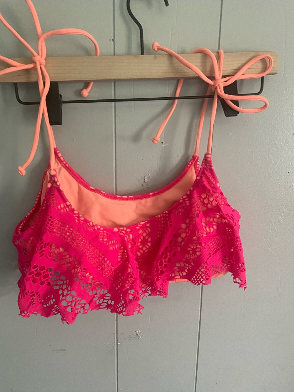 Bright Pink Crochet Flounce Bikini 👙